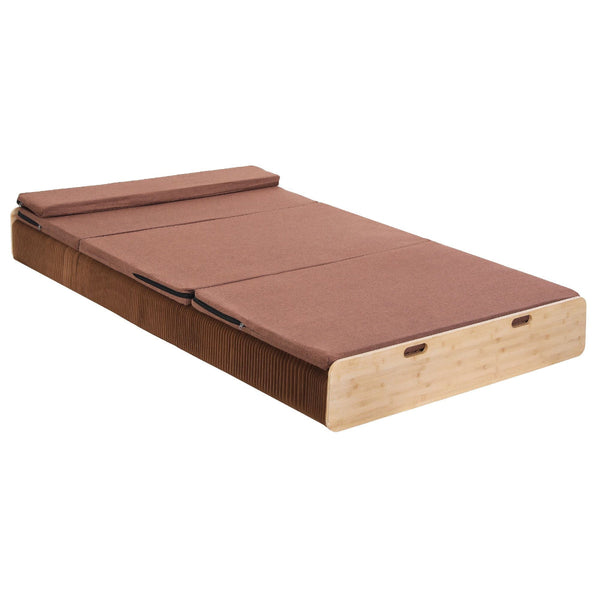 Artiss Folding Kraft Paper Bed Frame With Mattress & Pillow 300Kg 200X120cm Brown Queen Bed Frames