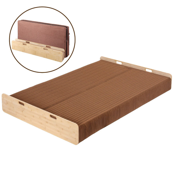 Artiss Folding Kraft Paper Bed Frame With Mattress & Pillow 300Kg 200X120cm Brown Queen Bed Frames