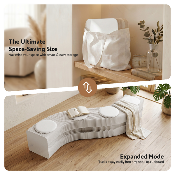 Artiss Expandable Paper Bench With 4 Pu Leather Seat Pads Benches