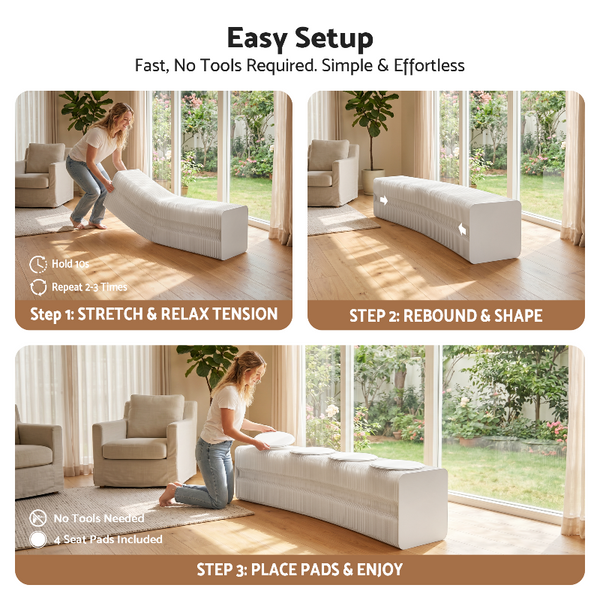 Artiss Expandable Paper Bench With 4 Pu Leather Seat Pads Benches