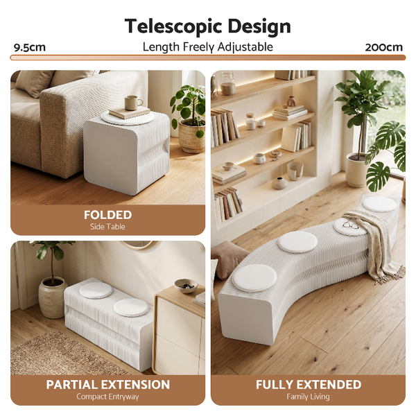 Artiss Expandable Paper Bench With 4 Pu Leather Seat Pads Benches