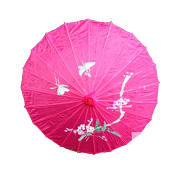 Br Costumes Parasol Umbrella Chinese Japanese Bamboo Flower Pattern Fabric 80Cm Diameter Hot Pink Umbrellas