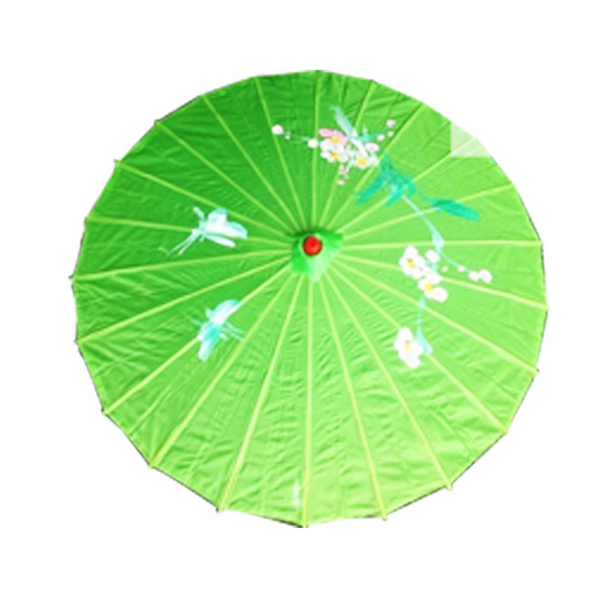 Br Costumes Parasol Umbrella Chinese Japanese Bamboo Flower Pattern Fabric 80Cm Diameter Light Green Umbrellas