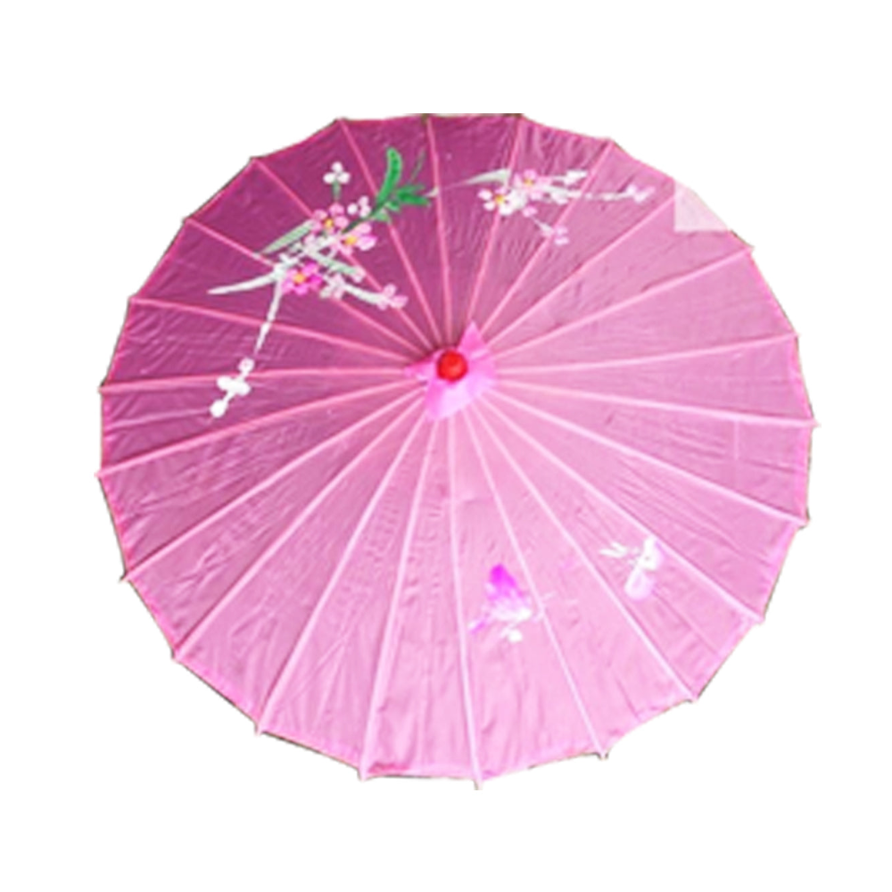 Br Costumes Parasol Umbrella Chinese Japanese Bamboo Flower Pattern Fabric 80Cm Diameter Light Pink Umbrellas