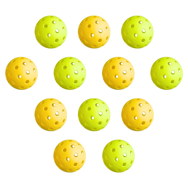 Everfit 12Pc Pickleballs Set 40 Hole Design Indoor Outdoor Durable Pe Balls Green/Yellow Other Sports