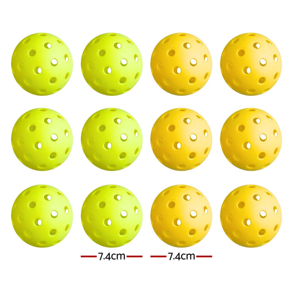 Everfit 12Pc Pickleballs Set 40 Hole Design Indoor Outdoor Durable Pe Balls Green/Yellow Other Sports