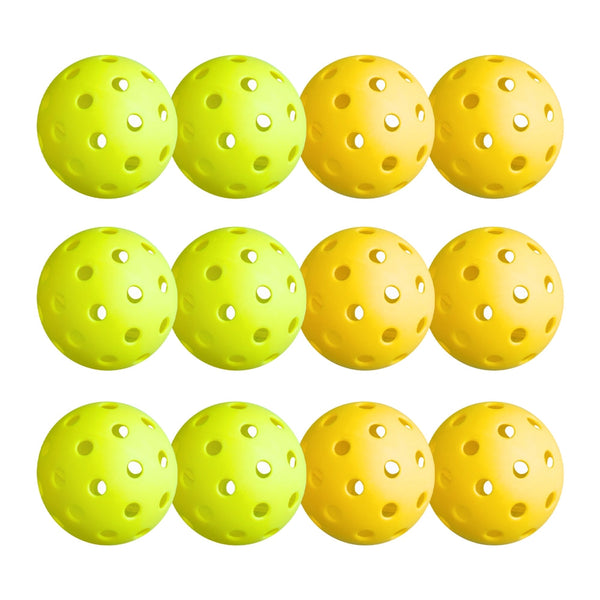 Everfit 12Pc Pickleballs Set 40 Hole Design Indoor Outdoor Durable Pe Balls Green/Yellow Other Sports