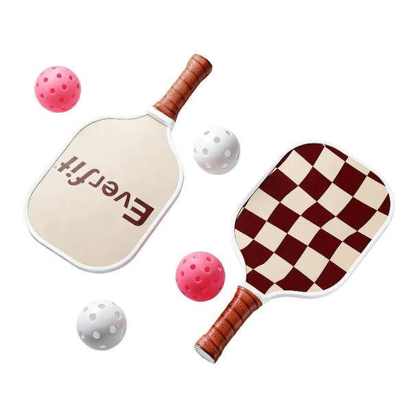 Everfit Fiberglass Pickleball Paddle Set With Honeycomb Core & Bag Brown Racquets