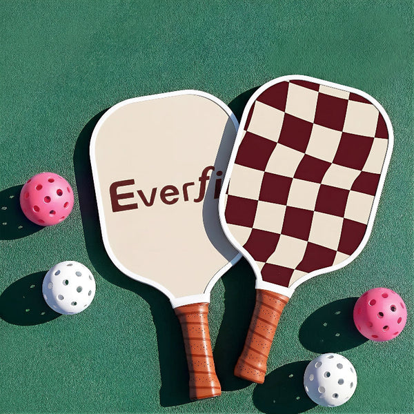 Everfit Fiberglass Pickleball Paddle Set With Honeycomb Core & Bag Brown Racquets