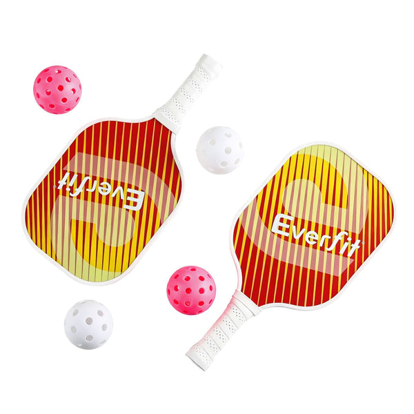 Everfit Fiberglass Pickleball Paddle Set With Honeycomb Core & Bag Orange Racquets