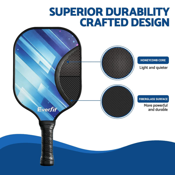 Everfit Fiberglass Pickleball Paddle Set With Honeycomb Core & Bag Racquets