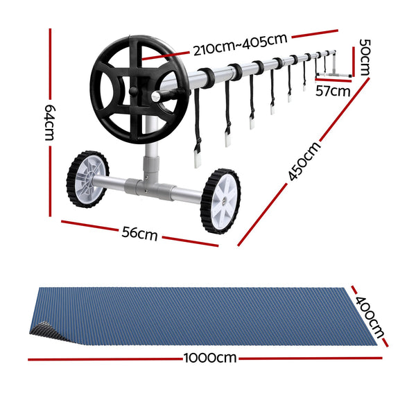 Aqua Buddy Pool Cover 600 Micron 10X4m W/ Roller 4M Swimming Pools Black Solar Blanket Pool Covers