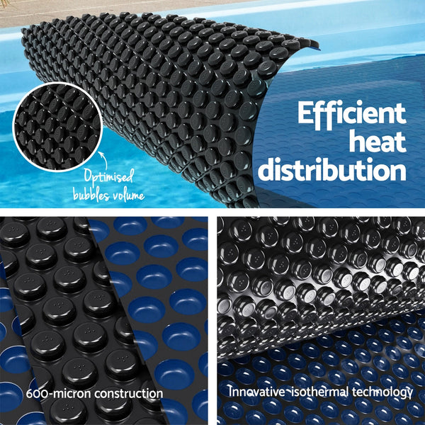 Aqua Buddy Pool Cover 600 Micron 11X4.8M W/ Roller 5.55M Black Solar Blanket Pool Covers