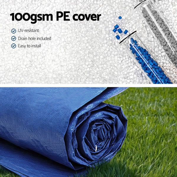 Aquabuddy Pool Cover Fit 3.66M Round Above Ground Swimming Blanket Blue Pool Covers