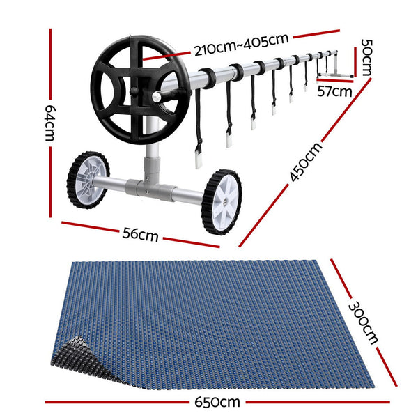 Aqua Buddy Pool Cover 600 Micron 6.5X3m W/ Roller 4M Swimming Pools Black Solar Blanket Pool Covers