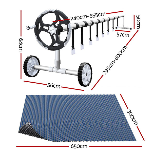 Aqua Buddy Pool Cover 600 Micron 6.5X3m W/ Roller 5.55M Swimming Pools Black Solar Blanket Pool Covers
