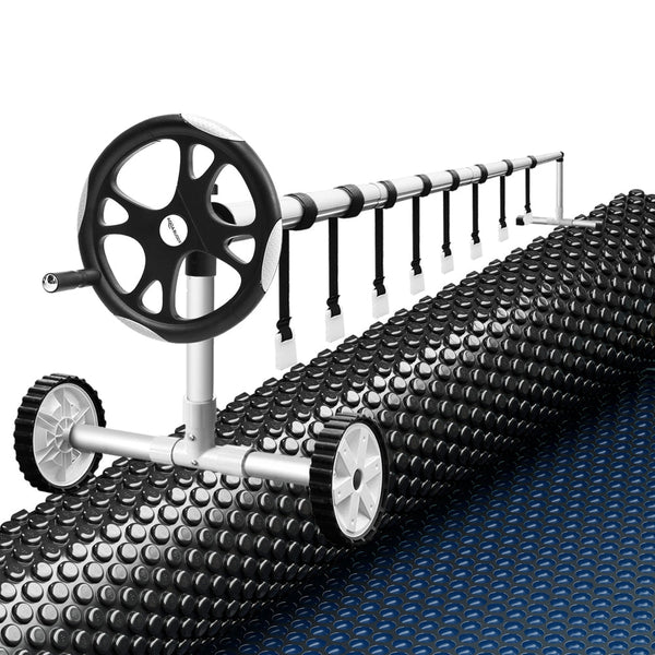 Aqua Buddy Pool Cover 600 Micron 7X4m W/ Roller 5.55M Swimming Pools Black Solar Blanket Pool Covers