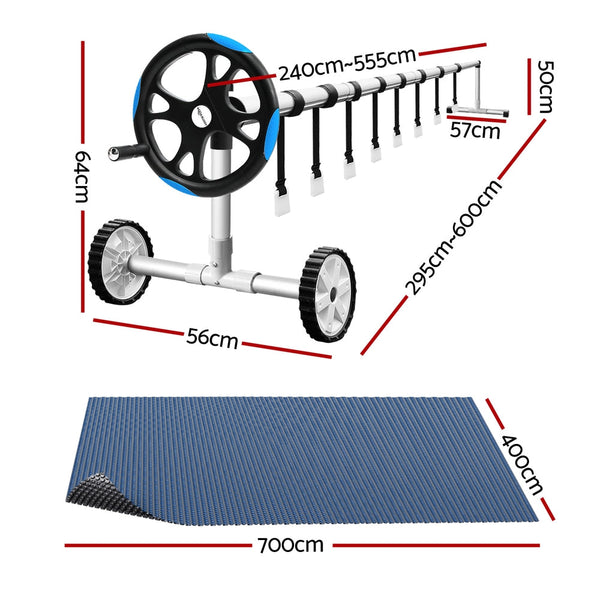 Aluminium Pool Roller With 600 Micron Solar Cover For Home And Garden Pool Covers