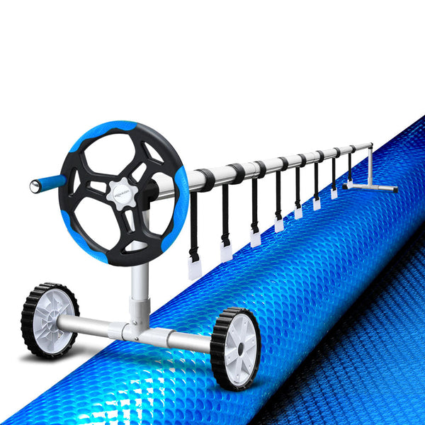 Aquabuddy Pool Cover 8X4.2M 400 Micron Swimming Solar Blanket 5.5M Roller Blue Pool Covers