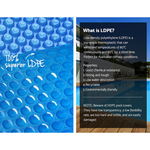 Aquabuddy Pool Cover 8X4.2M 400 Micron Swimming Solar Blanket 5.5M Roller Blue Pool Covers