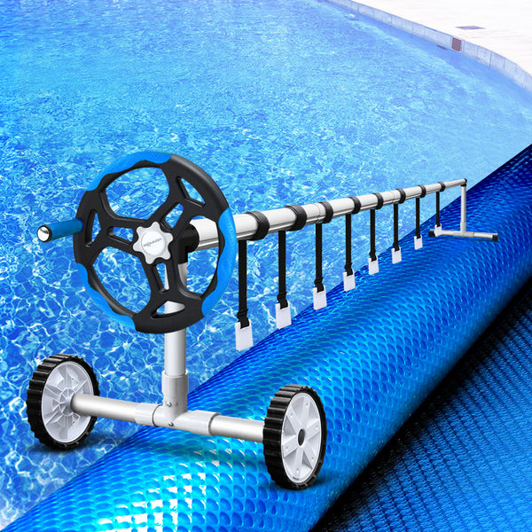Aquabuddy Pool Cover 8X4.2M 400 Micron Swimming Solar Blanket 5.5M Roller Blue Pool Covers