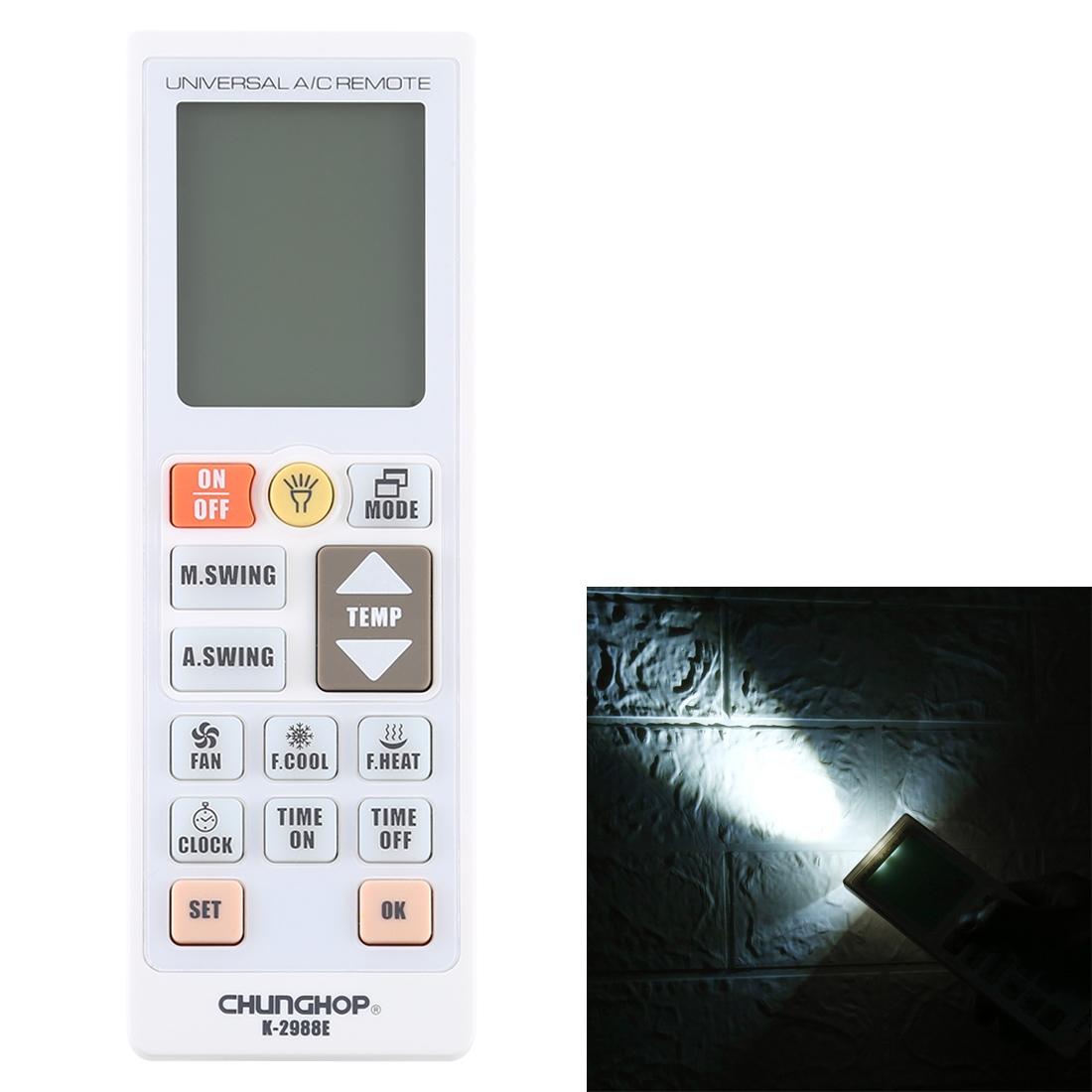 Chunghop K 2988E Universal Air Conditioner Remote Controller With Flashlight Portable Air Conditioners