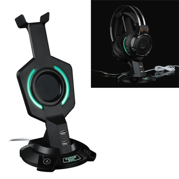 Integrated Mecha Shaped Headset Holder With Dual Usb Ports And Computer Switch Mounts & Holders