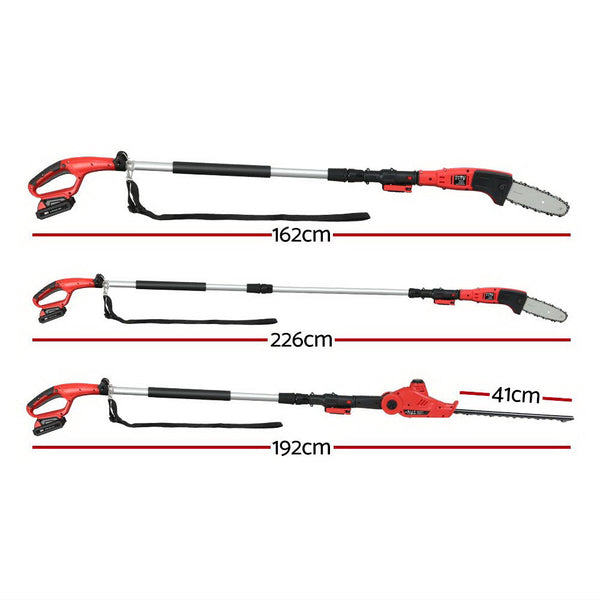 Giantz Chainsaw Trimmer Cordless Pole Chain Saw 20V 8Inch Battery 2.7M Reach Chainsaws
