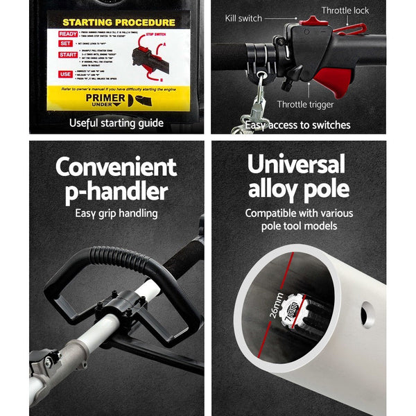 Giantz 40Cc Pole Chainsaw Hedge Trimmer Brush Cutter Whipper Saw 4 Stroke 7 In 1 Hedge Trimmers