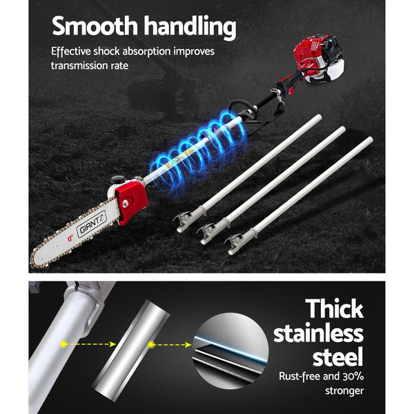 Giantz 65Cc Pole Chainsaw Hedge Trimmer Brush Cutter Whipper Saw Snipper 7 In 1 Hedge Trimmers