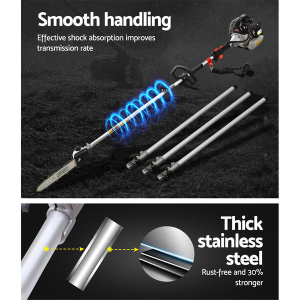 Giantz Pole Chainsaw Hedge Trimmer Brush Cutter Whipper Snipper 9 In 1 Multitool Hedge Trimmers