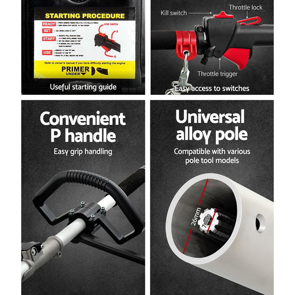 Giantz 62Cc Pole Chainsaw 12In Chain Saw Petrol 5.6M Long Reach Black Chainsaws