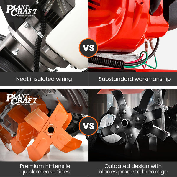 Plantcraft Titan 9 15' 4 Stroke Petrol Handheld Cultivator Tiller Hoes & Cultivators