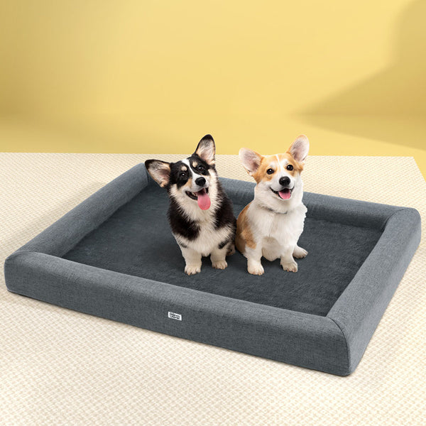 I.Pet Bed Dog Cat Extra Large Calming Soft Sofa Cushion Egg Crate Washable Grey Pet Beds