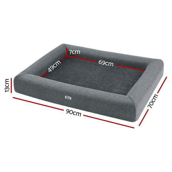 I.Pet Bed Dog Cat Large Calming Soft Sofa Cushion Egg Crate Washable Grey Pet Beds