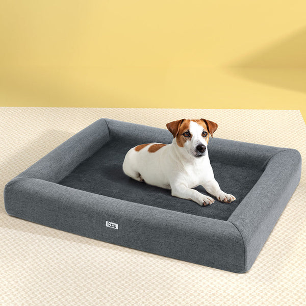 I.Pet Bed Dog Cat Large Calming Soft Sofa Cushion Egg Crate Washable Grey Pet Beds