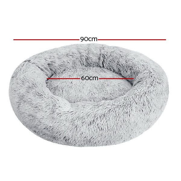I.Pet Bed Dog Cat 90Cm Large Calming Soft Plush Light Charcoal Pet Beds