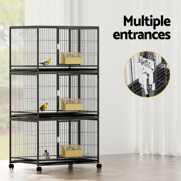 I.Pet Bird Cage Large Cages Aviary Budgie Perch Parrot Stand Wheels Bird Cages