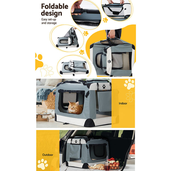 I.Pet Carrier Soft Crate Dog Cat Travel 90X61cm Portable Foldable 2Xl Small Animal Supplies