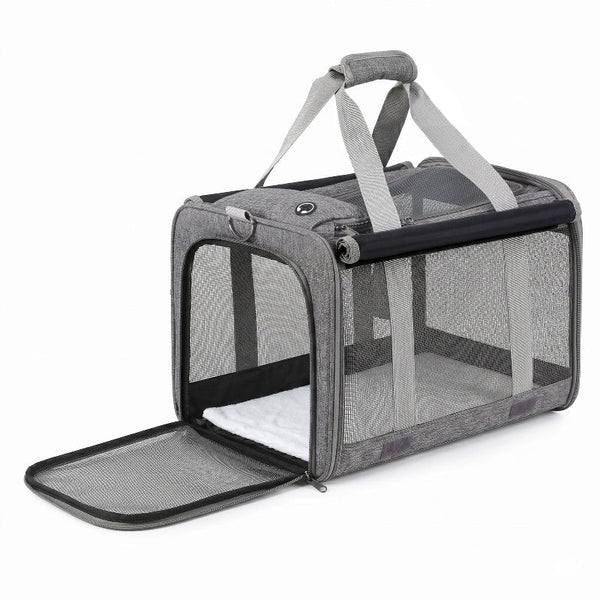 I.Pet Foldable Carrier Bag For Dogs & Cats Grey Pet Transport