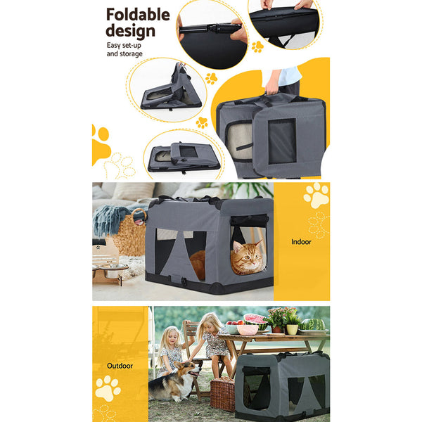 I.Pet Pet Carrier Soft Crate Dog Cat Travel 60X42cm Portable Foldable Car M Small Animal Supplies