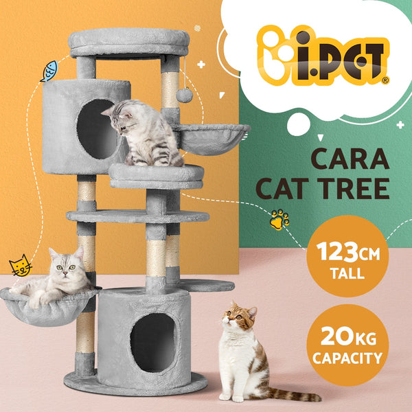 I.Pet Cat Tree 123Cm Tower Scratching Post Scratcher Wood Condo House Bed Toys Furniture & Scratchers