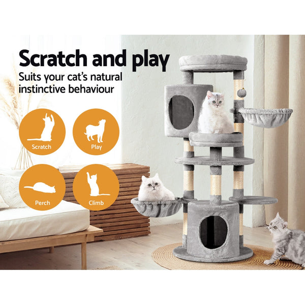 I.Pet Cat Tree 123Cm Tower Scratching Post Scratcher Wood Condo House Bed Toys Furniture & Scratchers