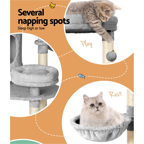 I.Pet Cat Tree 123Cm Tower Scratching Post Scratcher Wood Condo House Bed Toys Furniture & Scratchers