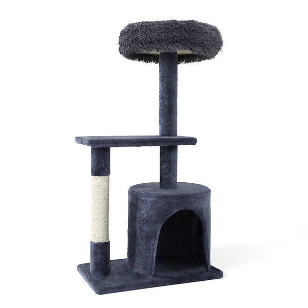 I.Pet Cat Tree 94Cm Scratching Post Tower Scratcher Condo House Wood Trees Grey Furniture & Scratchers
