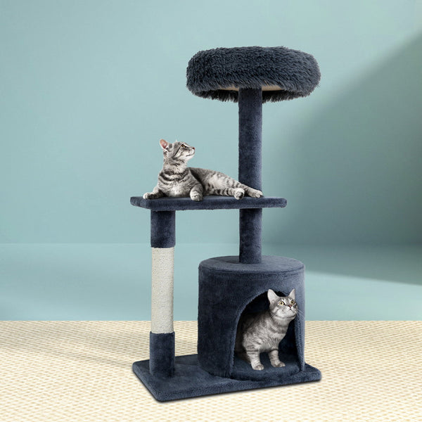 I.Pet Cat Tree 94Cm Scratching Post Tower Scratcher Condo House Wood Trees Grey Furniture & Scratchers