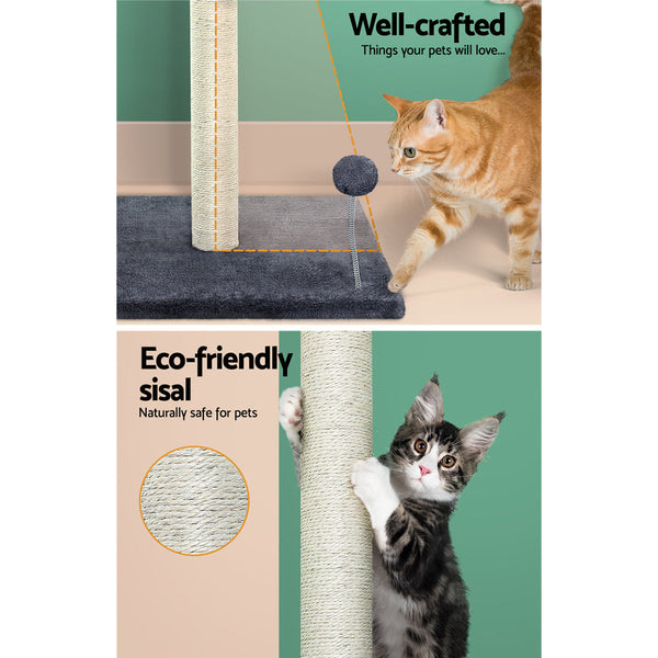 I.Pet Cat Tree 105Cm Scratching Post Scratcher Tower Condo House Hanging Toys Grey Furniture & Scratchers