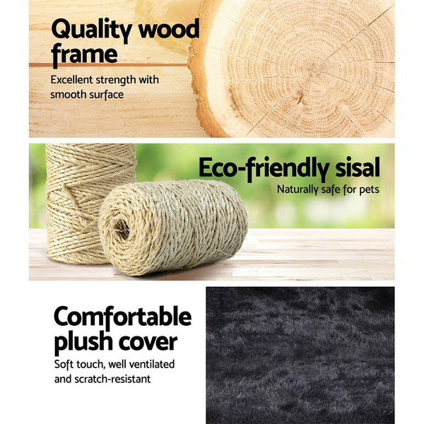 I.Pet Cat Tree 140Cm Tower Scratching Post Scratcher Trees Toys Condo Bed Grey Furniture & Scratchers