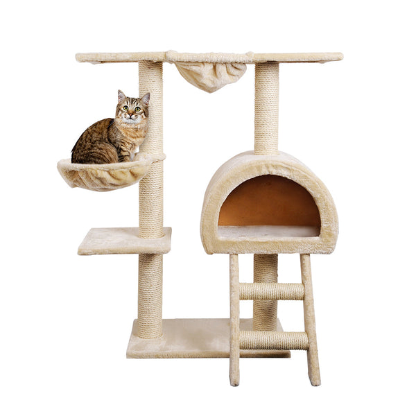 I.Pet Cat Tree 100Cm Tower Scratching Post Scratcher Condo House Trees Bed Beige Furniture & Scratchers