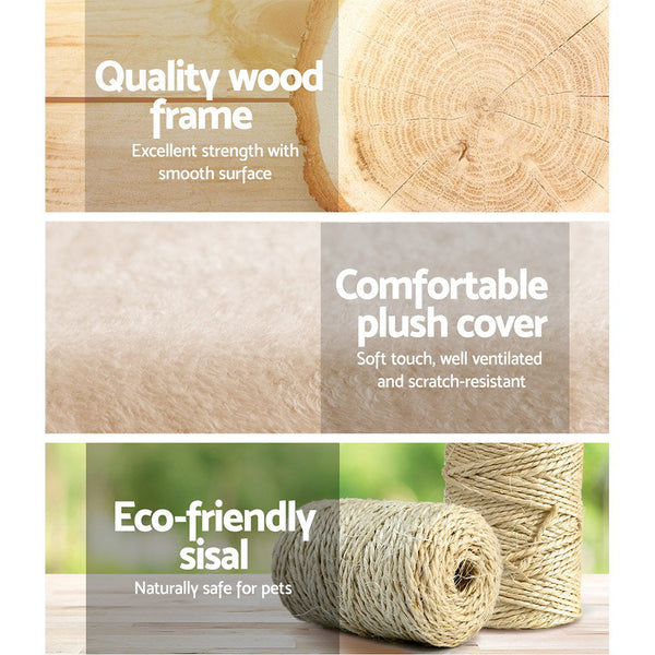 I.Pet Cat Tree 100Cm Tower Scratching Post Scratcher Condo House Trees Bed Beige Furniture & Scratchers